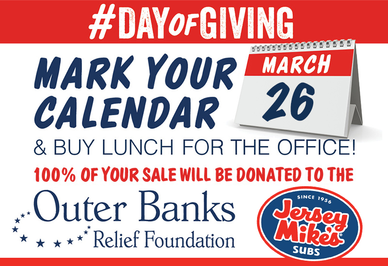 Jersey Mikes Day of Giving event March 26 2025